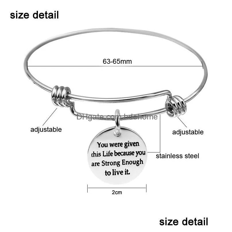 top quality stainless steel expandable wire bracelets women inspirational faith charms friendship bangle jewelry bestfriend gift