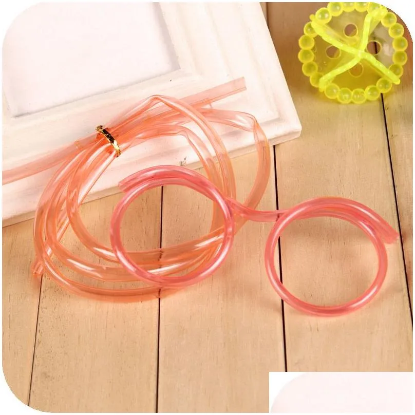 2pcs funny soft glass straw for kids flexible reusable straws colorful plastic drinking tube for party bar accessories