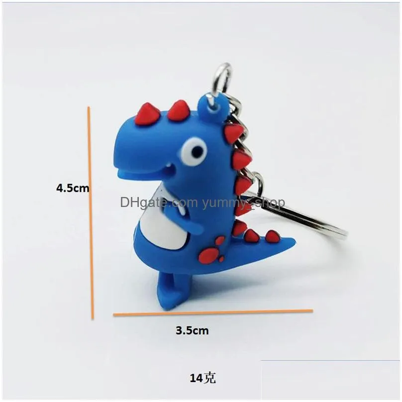 cartoon dinosaur keychain pvc animal dinosaur key rings hangbag backpack hangs hangs kids toys fashion jewelry will and sandy gift