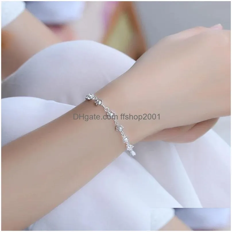 silver bracelets fashion small flower hollow plum frosted bead bracelet fine jewelry