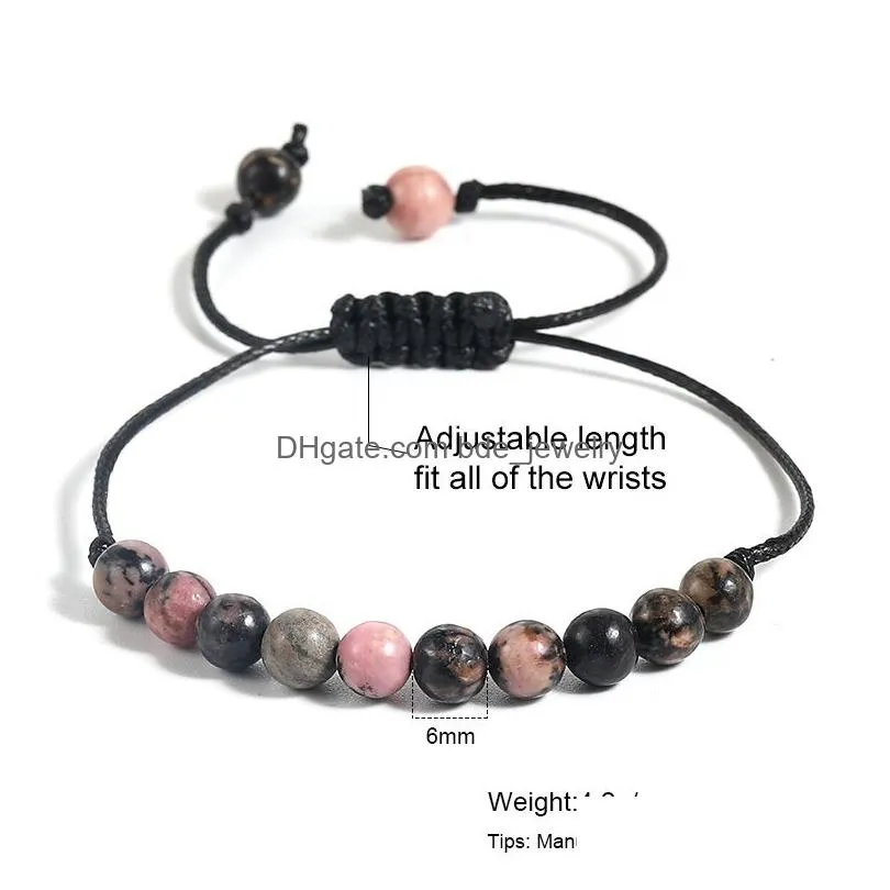 adjustable natural stone bead bracelet yoga healing crystal stretch beaded bracelets for women men handmade jewelry