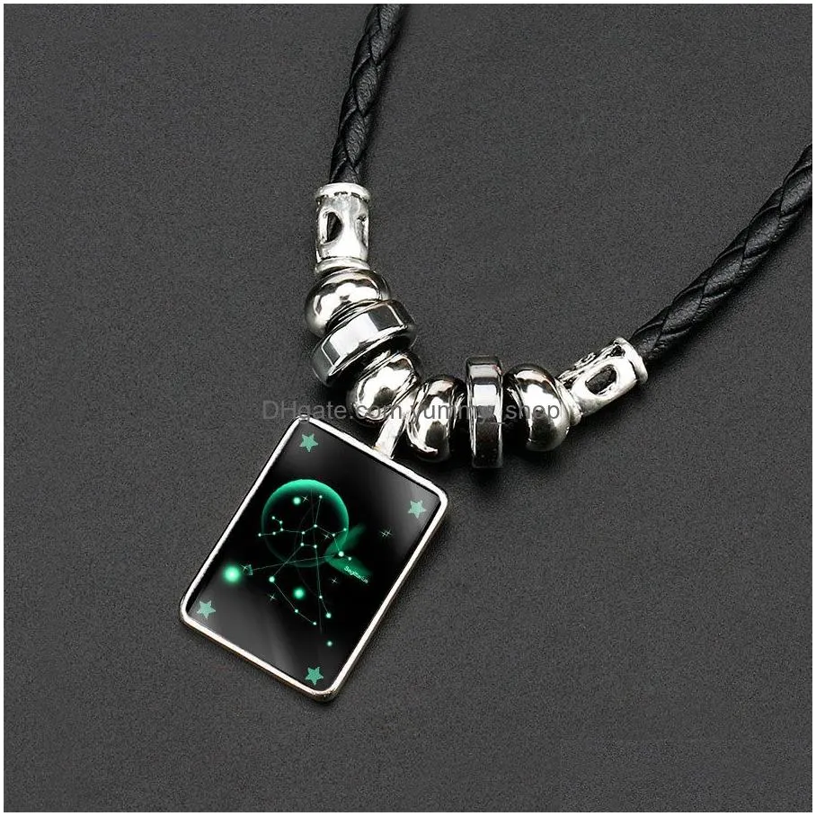 12 constell horoscope necklaces glow in the dark sign fashion jewelry women mens necklace will and sandy