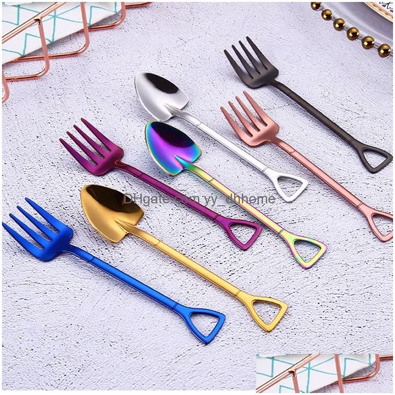 soid spade spoon fork food grade stainless steel coffee stirring spoons home kitchen dining flatware