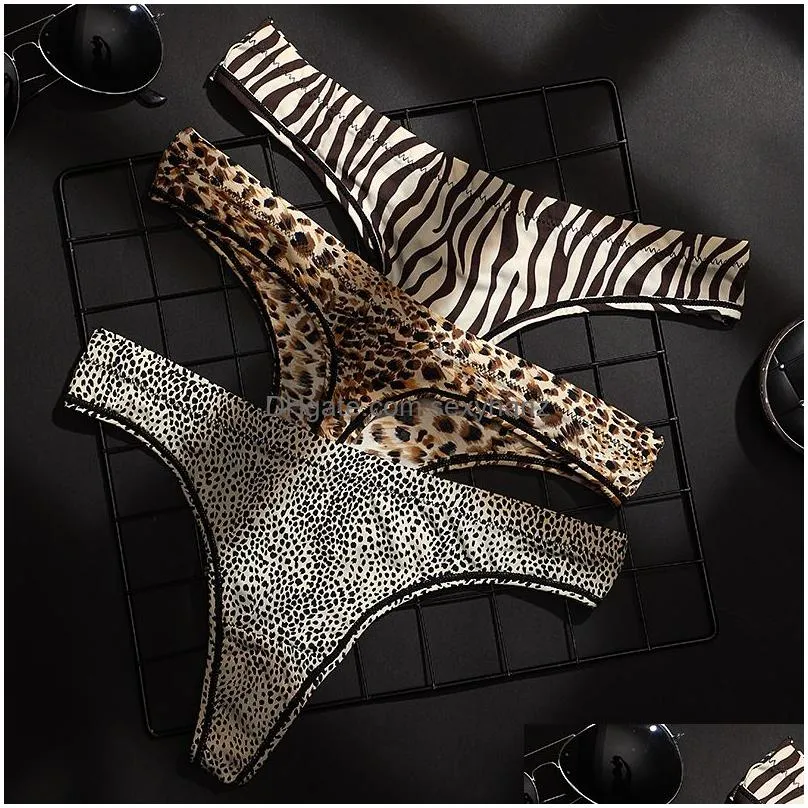 sexy leopard g string bikini panties ice silk seamless panty yoga sport legging underwear thongs t back women lingerie will and sandy