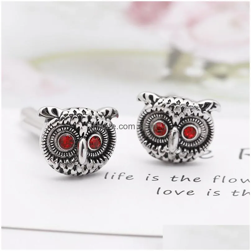 ancient silver owl cufflinks copper business suit shirt cuff links button dress for women men fashion jewelry will and sandy 