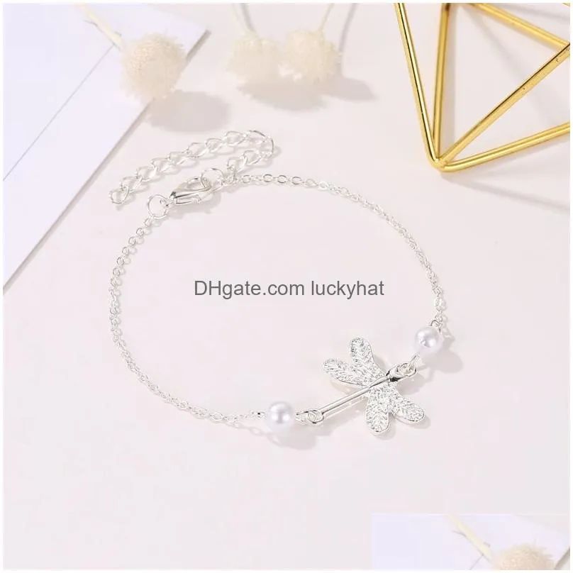 fashion silver plated dragonfly ankle bracelet minimalist woman anklet anniversary gift for girlfriend hot exquisite accessories