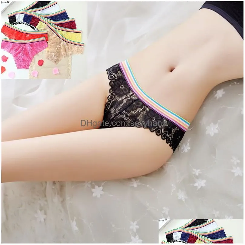 sexy see through lace women panties bikini rainbow waist lingeries briefs woman underwears sleepwear fashion clothes