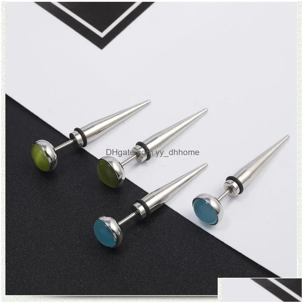 punctured punk stainless steel stud earrings opal bullet studs ear rings women mens fashion jewelry gift will and sandy