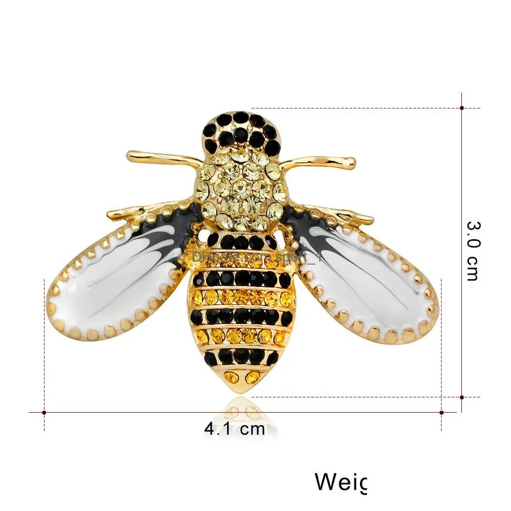 enamel bee brooch pin gold crystal business suit tops corsage rhinestone brooches for women men gift fashion jewelry