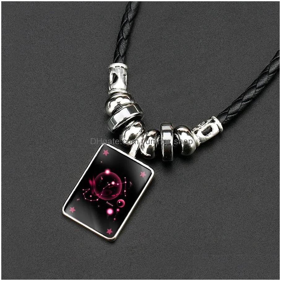 12 constell horoscope necklaces glow in the dark sign fashion jewelry women mens necklace will and sandy