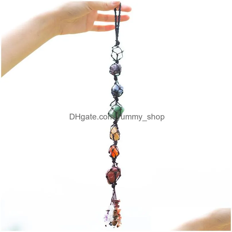 yoga healing spiritual home window wall hanging pendant decor tree of life hang chakra stone prism natural crystal charm ornament