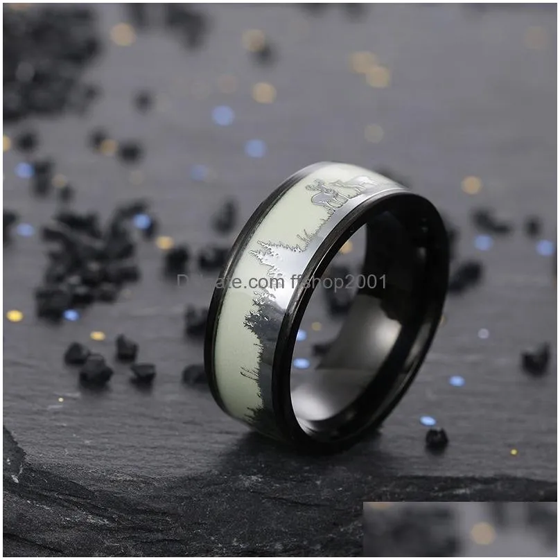 glow in the dark christmas rings black christmas reindeer ring band for men womens fashion jewelry xmas gift will and sandy