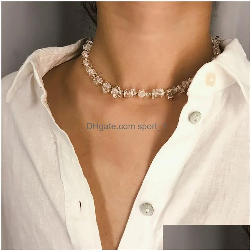 fashion stone choker necklace stone beads necklace collar chokers summer beach jewelry will and sandy 380180