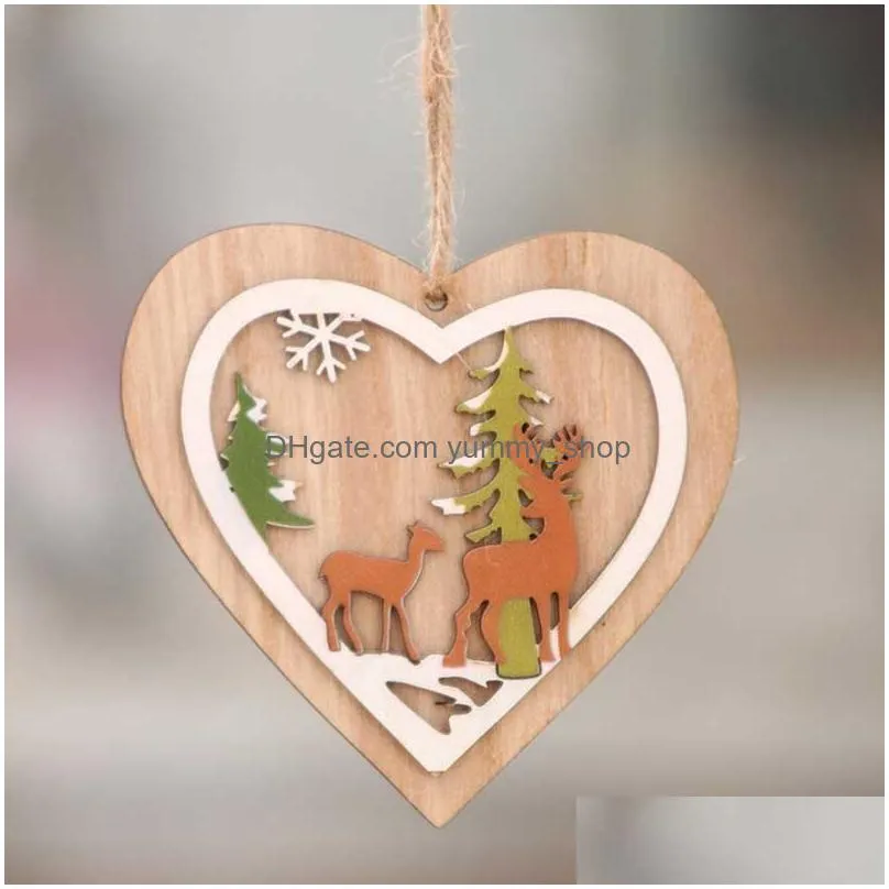 christmas decorations wood christmas ornaments hangs christmas tree heart snowflake jingle bell hangs el home decor