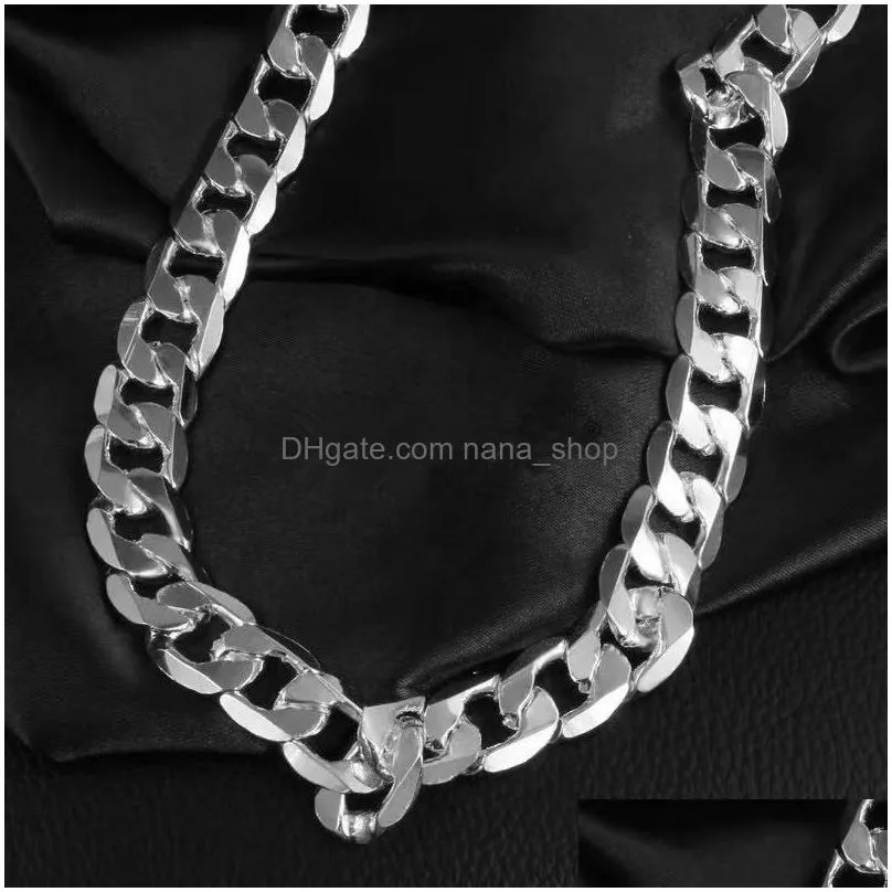 classic mens silver chain necklaces high quality jewelry personality 1624 inches 8mm necklace fashion christmas gifts