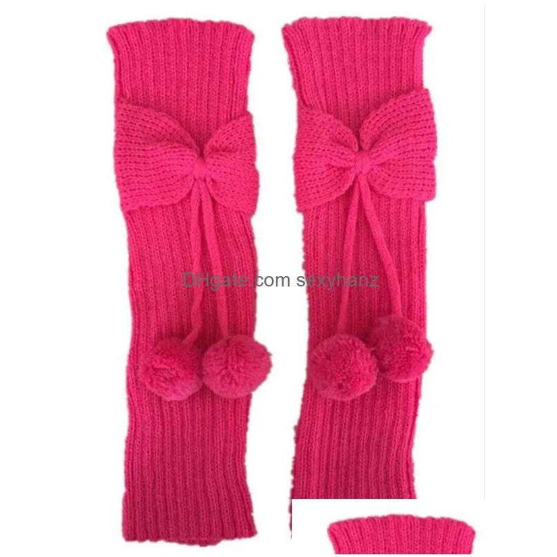 knit bow knot winter warm leg warmers long boots cuff socks for girls fashion accessories