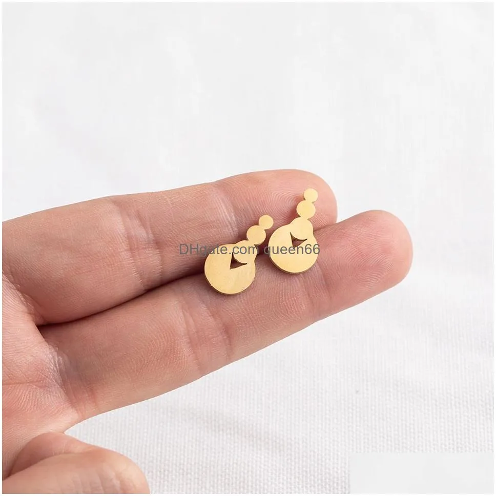 golden korean minimalist iron stainless steel triangle stud earrings for women fashion jewelry accessories gift
