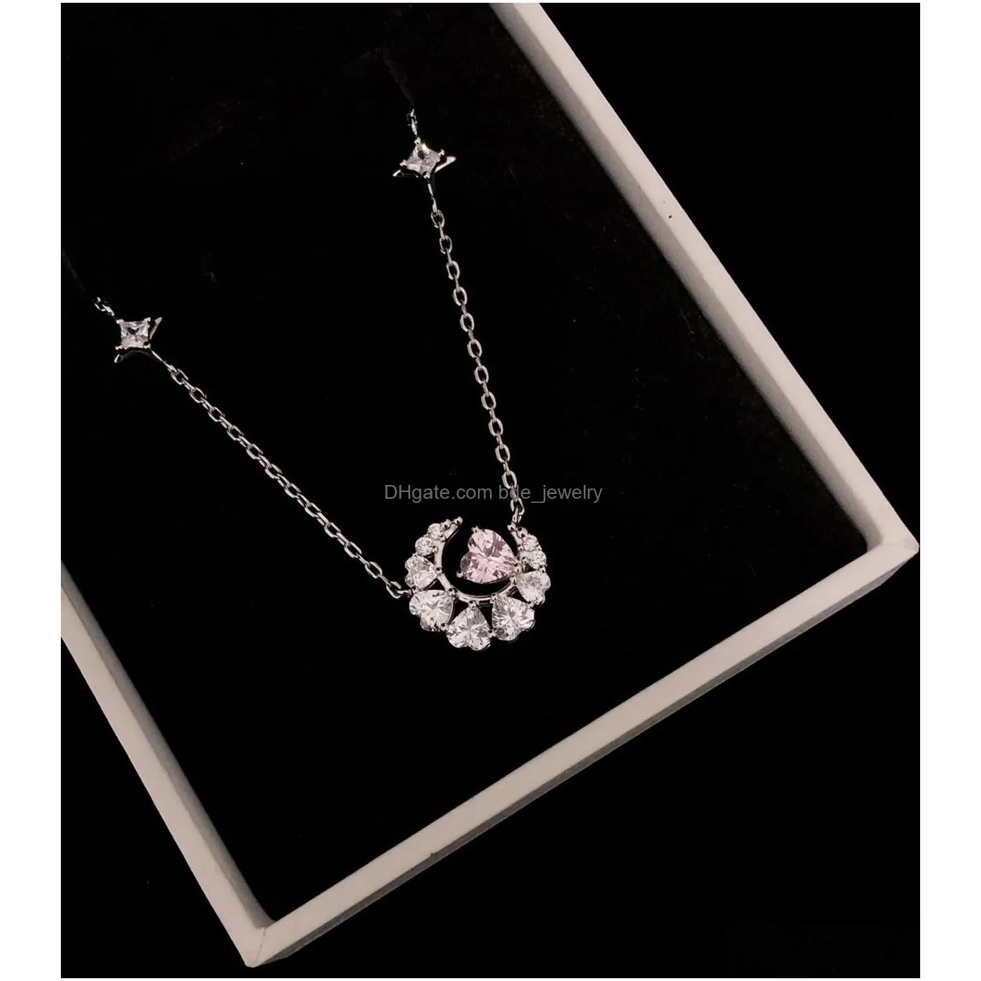 fashion silver color moon star pendant necklace crescent clavicle chain choker necklace for women jewelry