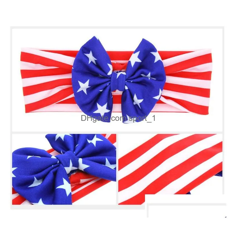 american flag bunny ear hair tie headband national day baby knotted hairband baby knotted head band bow hairwrap