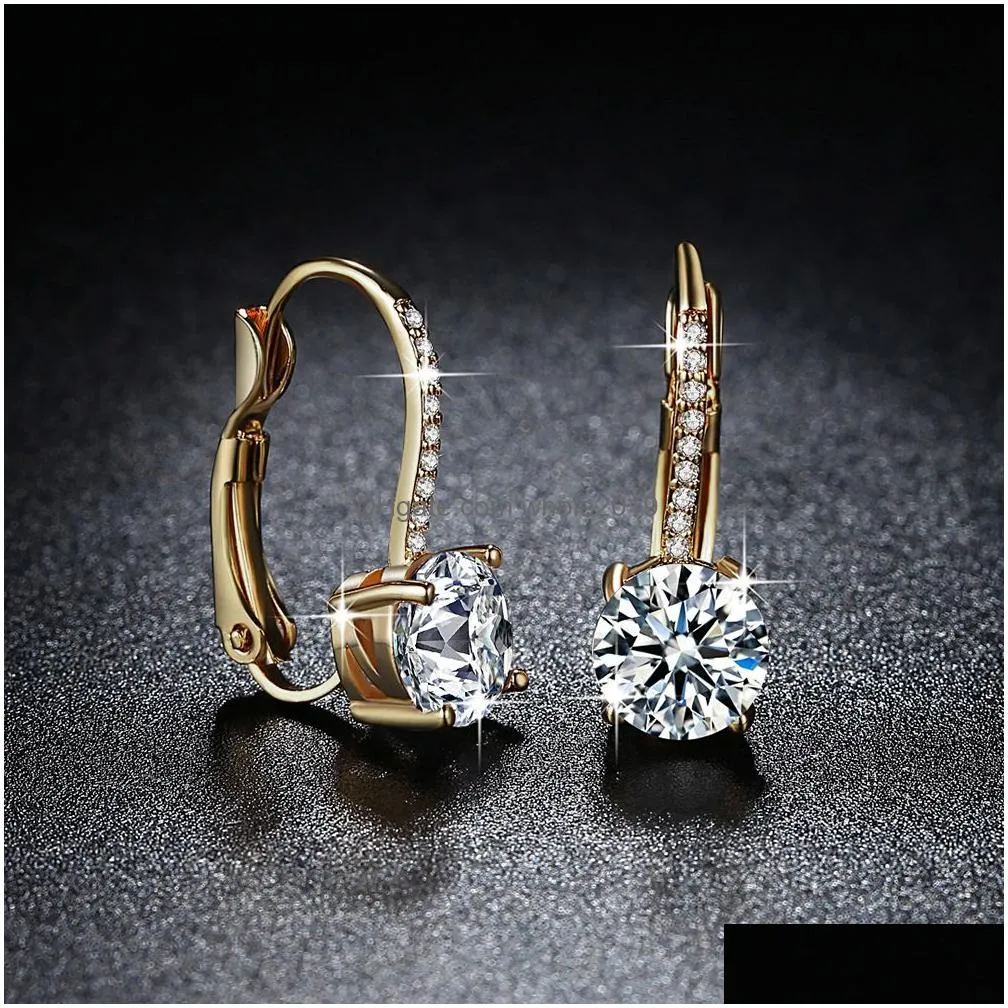 drop dangle earring for women 14k gold plated leverback earrings with cubic zirconia rhinestone huggie hoop earings fashion jewelry