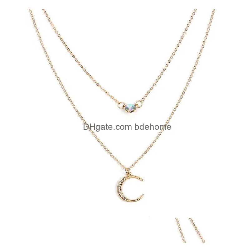 bohemian jewelry 2022 new fashion  jewelry moon multilayer necklace female wholesale christmas women gifts
