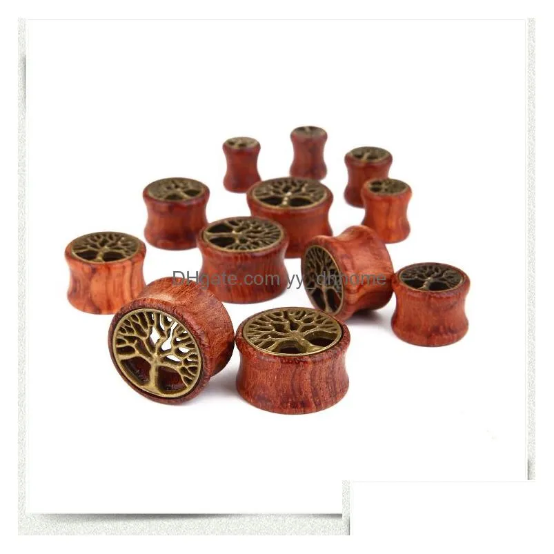 tree of life wood ears gauges flesh tunnels plugs expander stretcher ear piercing jewelry for men women will and sandy