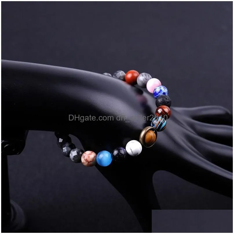 universe solar system sun satellite bracelet lava rock tiger eye turquoise natural stone beads bracelets for women men fashion jewelry