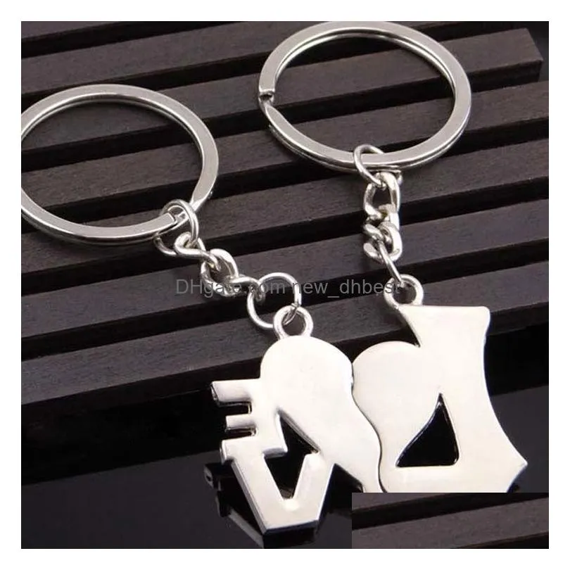 i love you forever keychain split couple heart key ring hold bag hangings lover fashion jewelry gift
