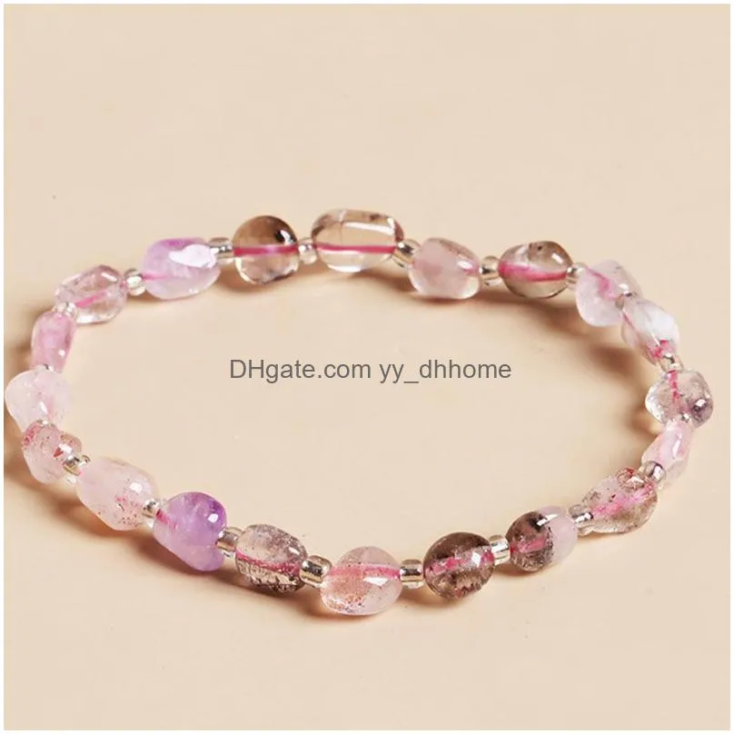 natural crystal gravel chip natural stone bracelet semiprecious stone irregular beaded amethyst beads bracelet for women friendship