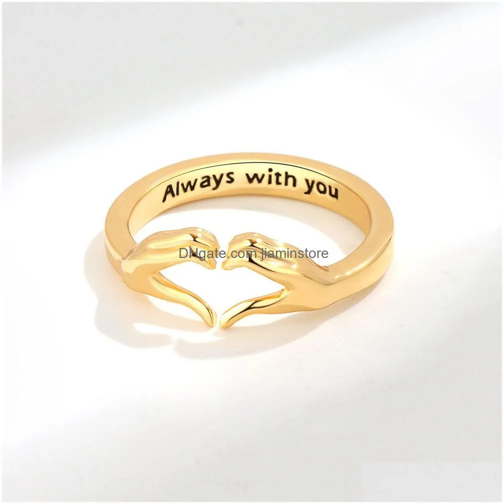romantic hands than heart couple ring for women men geometric palm love gesture fashion finger rings wedding jewelry lover gifts