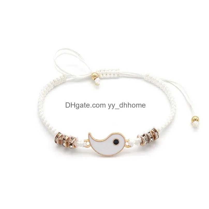 1pair couple bracelet chinese retro tai chi gossip banish good luck hand woven rope friend friendship jewelry