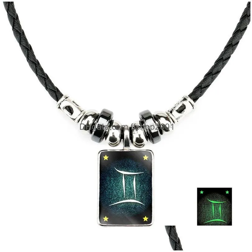 12 constell necklace glow in the dark sign necklaces pendant fashion jewelry gift will and sandy