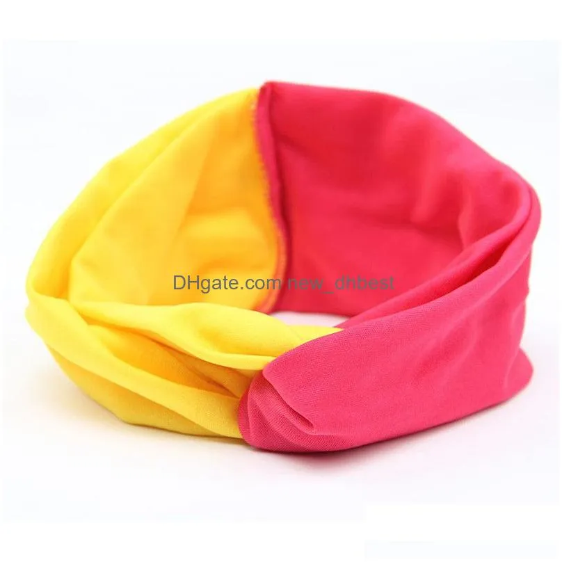 contrast color criss cross head band elastic yoga wide headbands women sweet hair hoop fashion gift