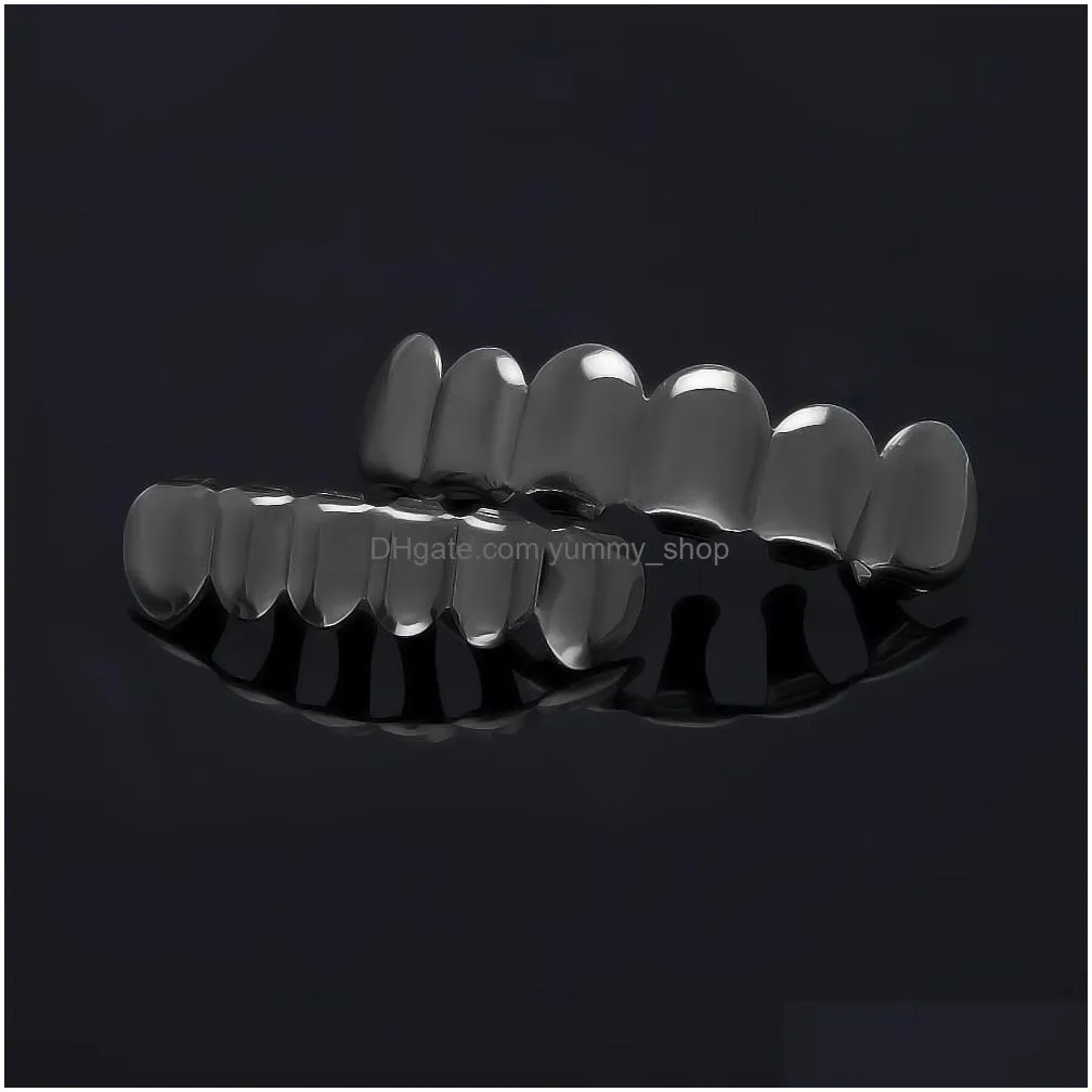 real gold plating teeth grillz glaze gold grillz teeth hip hop bling jewelry men body piercing jewelry 150001