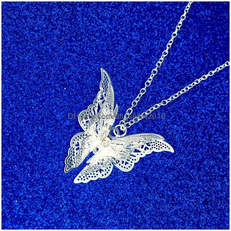 silver butterfly diamond necklace chain jewelry women necklace fashion jewelry fashion gift 162361