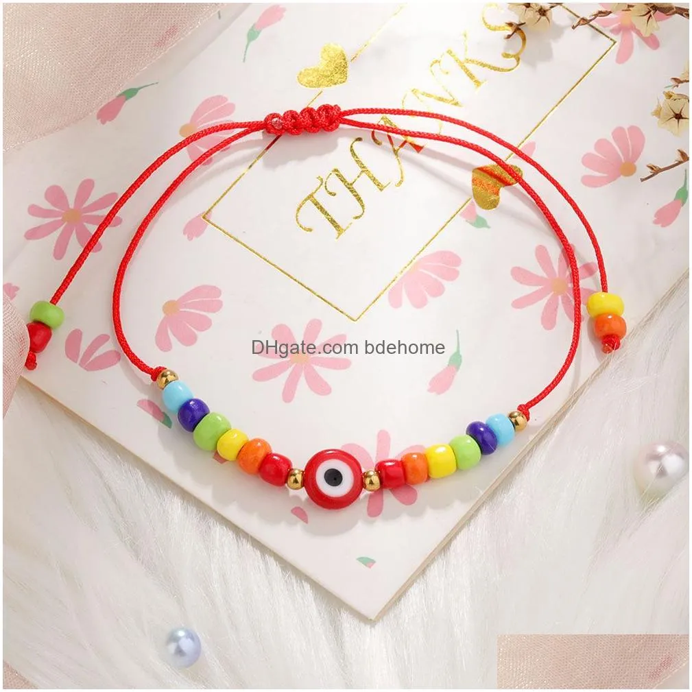 turkish evil eye bracelet for women fashion beads 2021 bohemian rainbow beaded jewelry rope string lucky bracelets