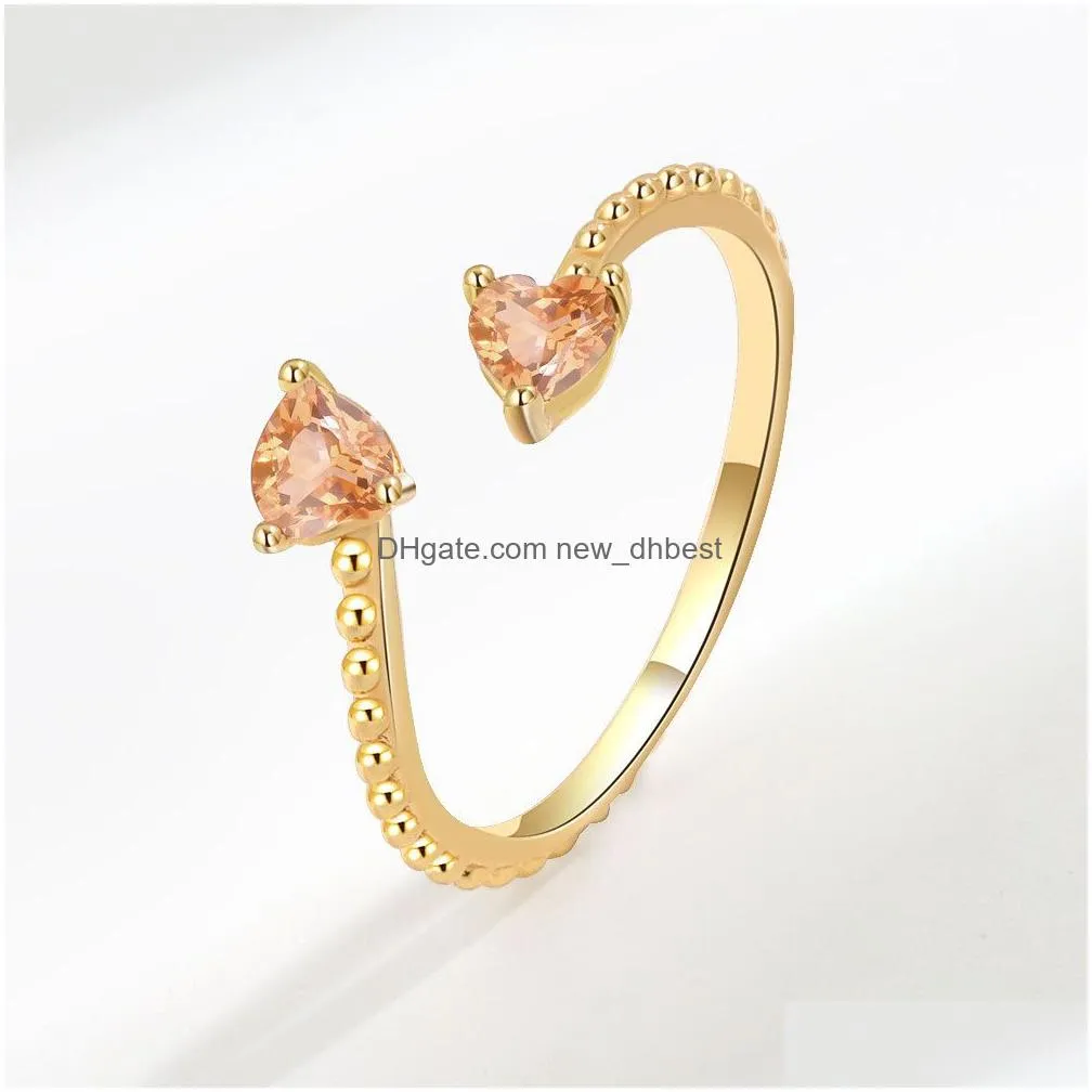 new trendy heart shape zircon wedding rings for women romantic pink engagement girlfriend female metal finger ring jewelry gift