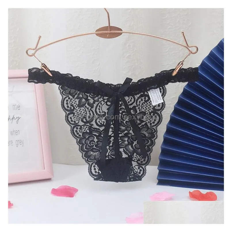 sexy g string lace line bow knot thong see through low waist t back underwear lingerie women clothing will and sandy gift