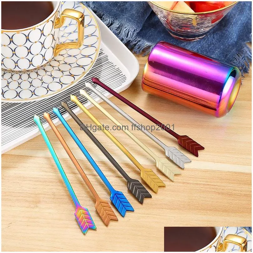 stainless steel arrow fruit sticks tool gold rainbow fruits pick short skewers home el dish tools