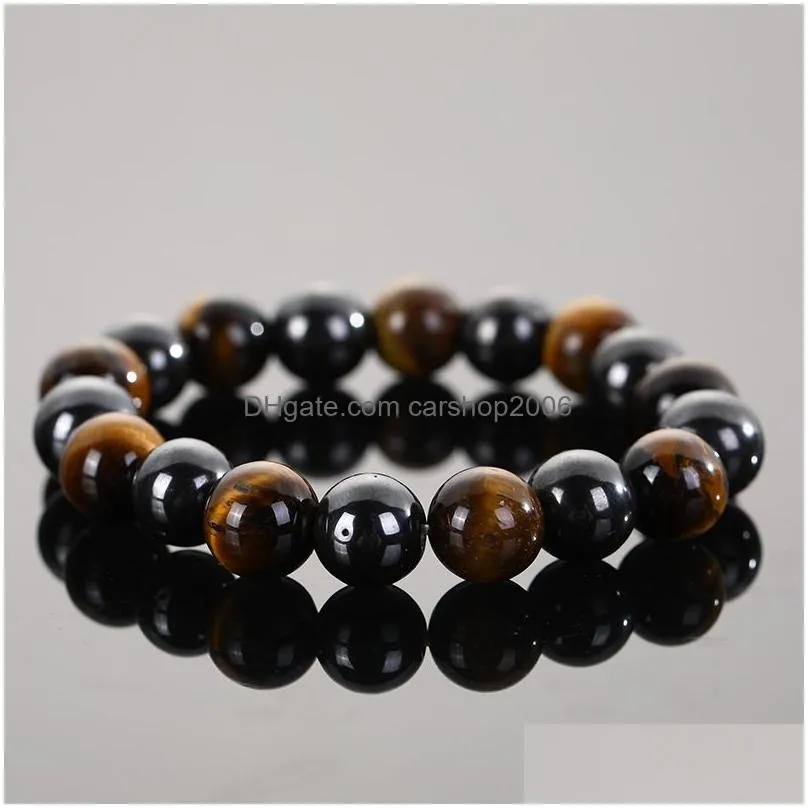 black hematite tiger eye strand bracelet elastic glaze beads bracelets for women men fashion jewelry will and sandy