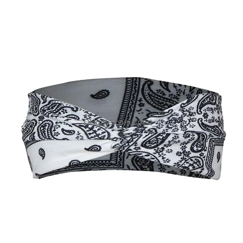 printed cross tie headbands sports yoga stretch sport wrap hairband for women men fashion will and andy white red blue