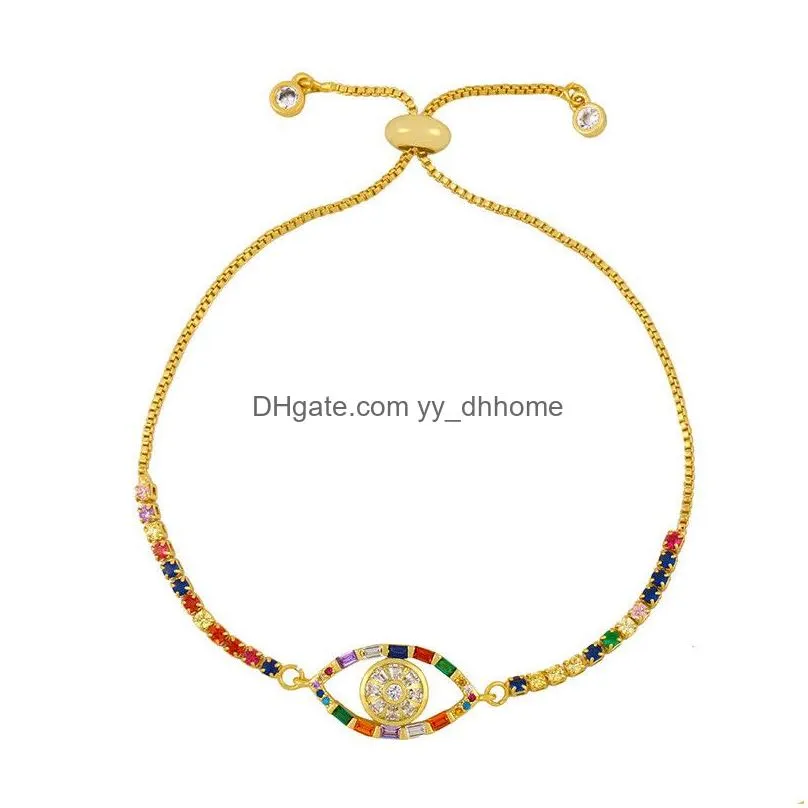 colorful crystal eye bracelet 18k gold chain pull adjustable gemstone diamond bracelets women fashion jewelry gift will and sandy
