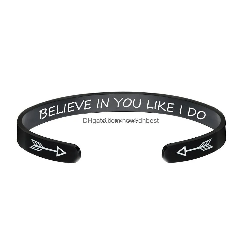 letter believe in you like i do bangle cuff cshape stainless steel bracelets open cuff wristband for women men fashion jewelry will and