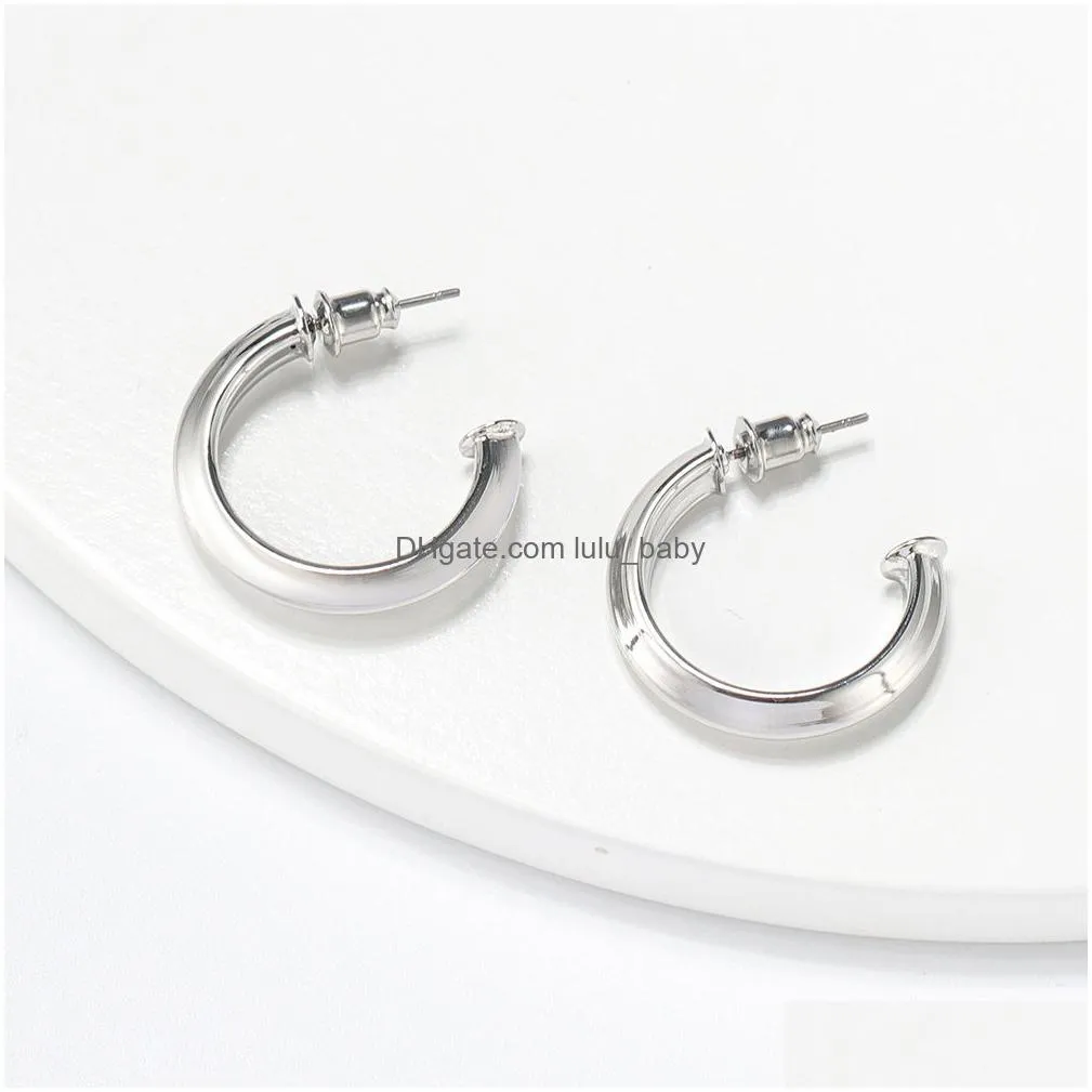 western style personalized hoop dangle earrings gold silver color fashion small circle earring for women est pattern cshaped ear