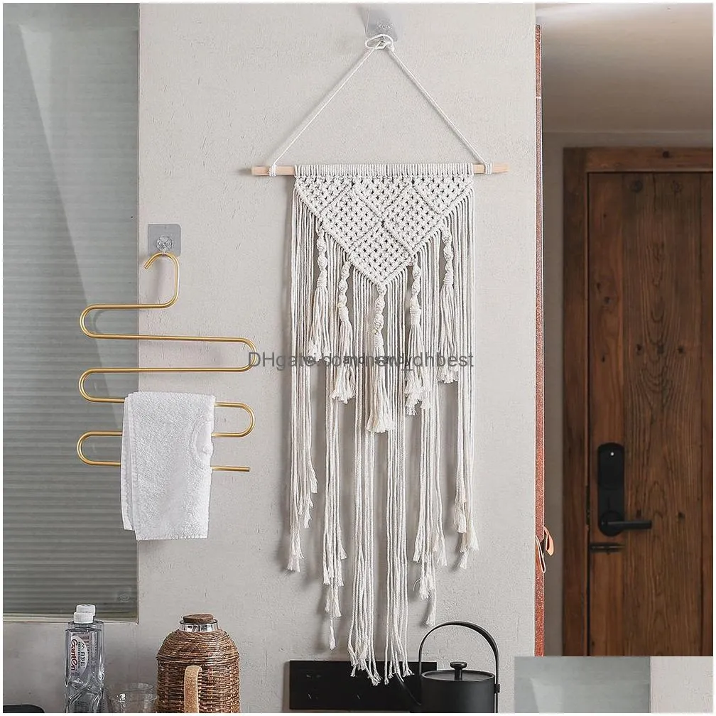 macrame wall hanging woven tassel curtain tapestry wall hanger boho home decor art tassel window hanging