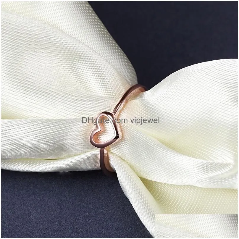 minimalist heartshaped love ring for women good friend gift rose gold lovers simple finger knuckles ring size 5 11