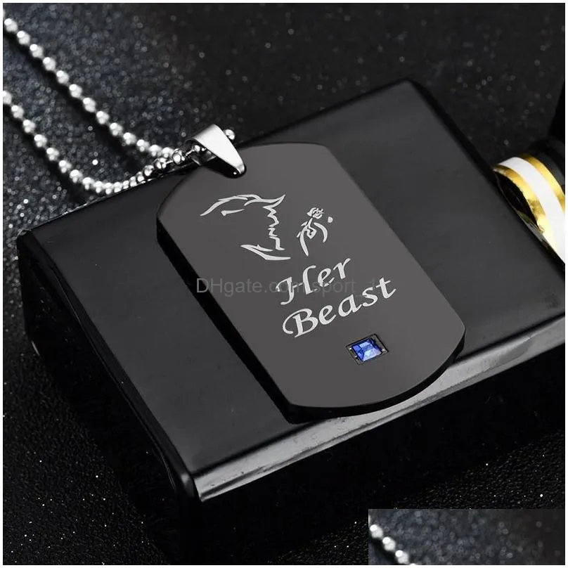 her beast his beauty necklace diamond stainless steel pendant couple necklaces for women men fashion jewelry will and sandy
