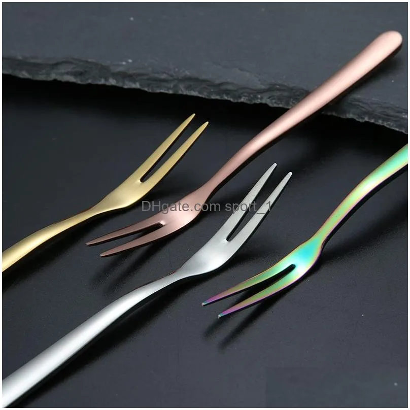 stainless steel fruit fork home kitchen dining flatware birthday cake ice cream dessert forks cutlery tool