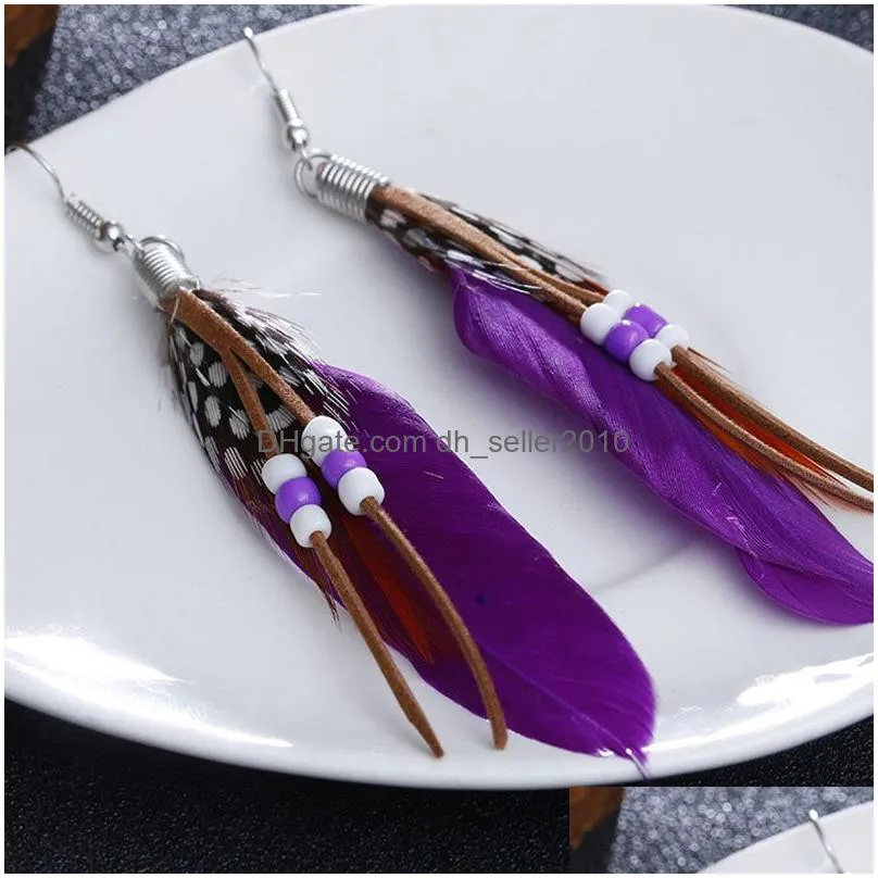 retro feather tassel earrings dangle ear cuffs hoop chandelier for women fashion jewelry will and sandy drop ship