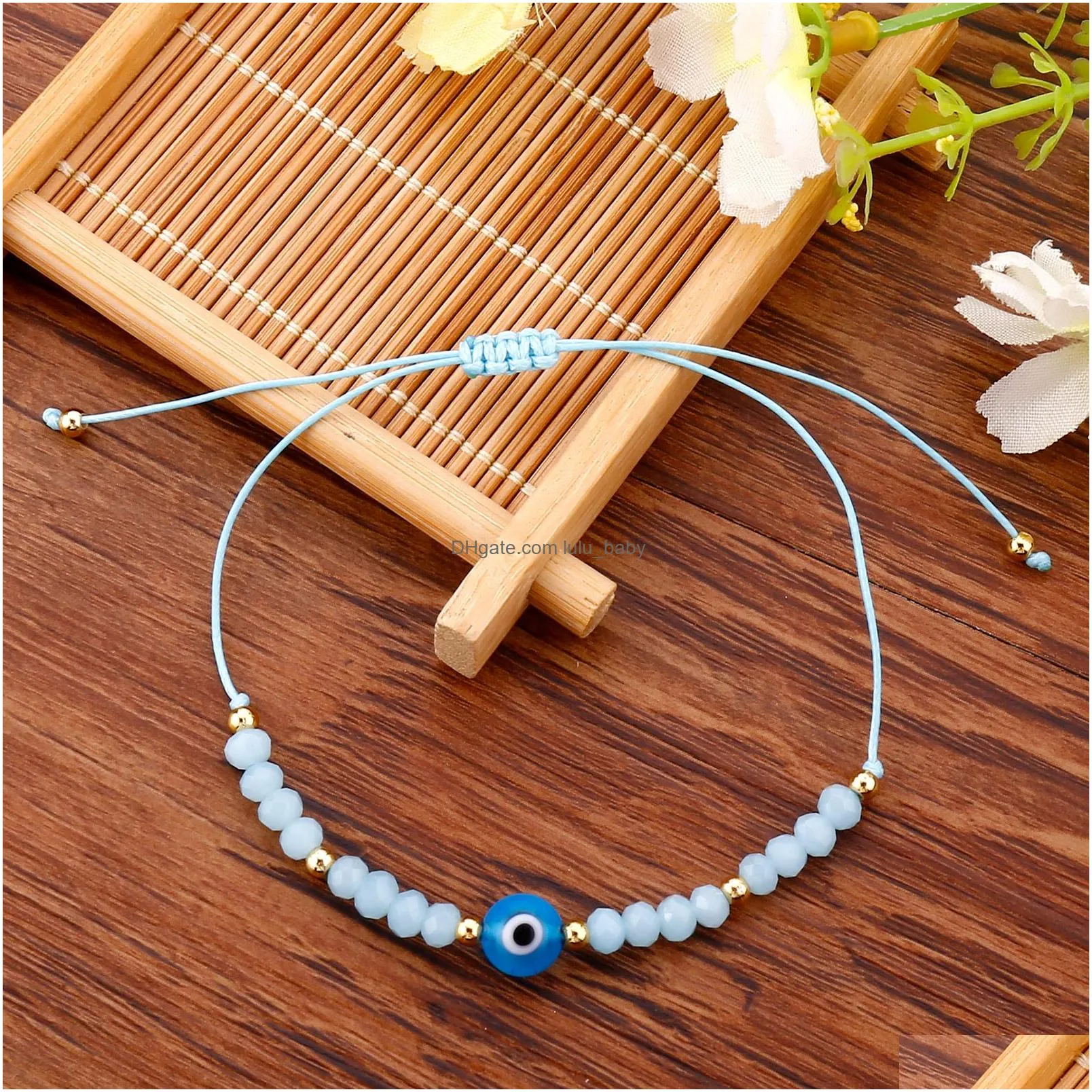 evil nazar eye bracelet handmade rope stainless steel bead crystal bracelets for women valentines day gift emo jewelry